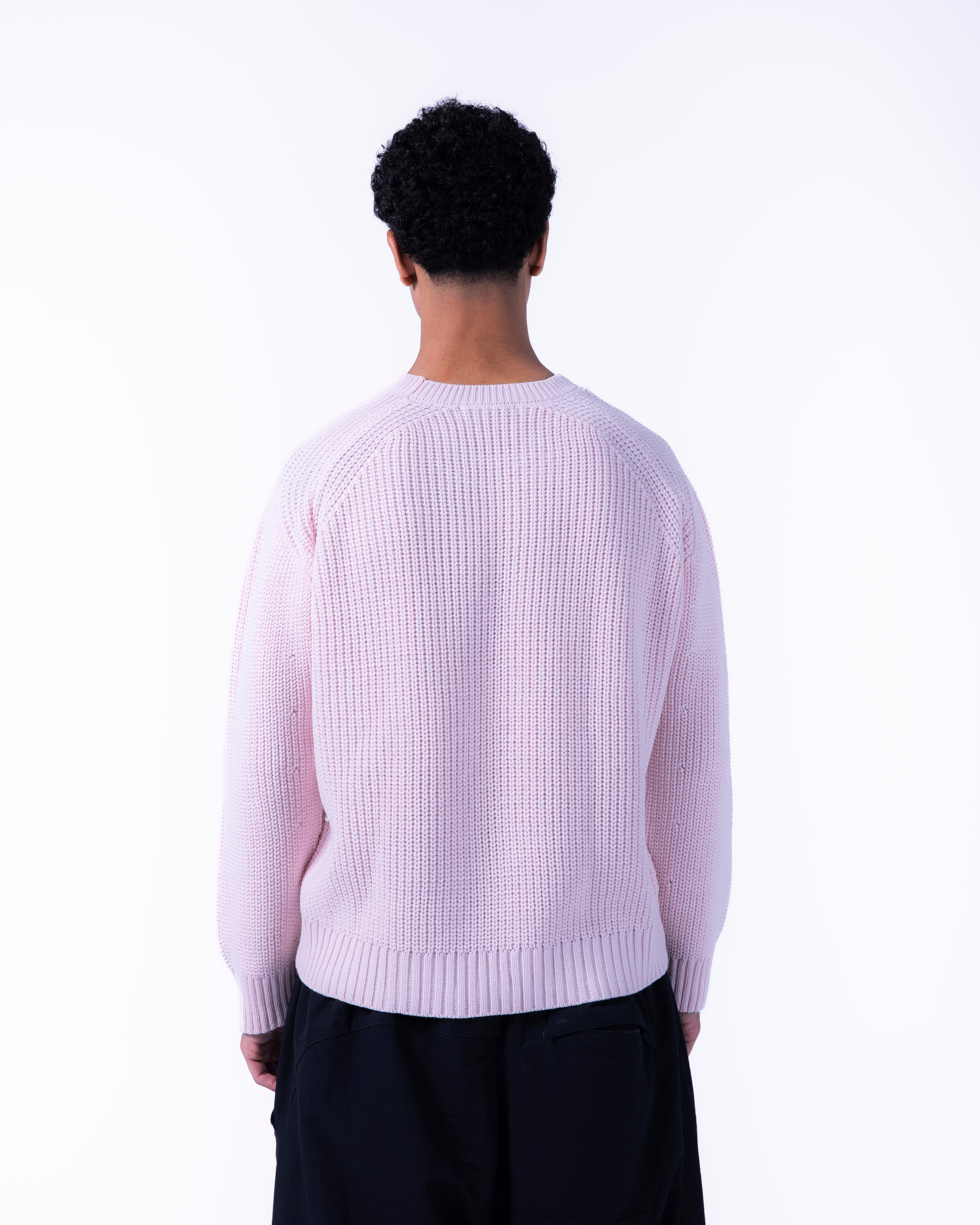MEN BOXY PINK KNITTED CREW NECK