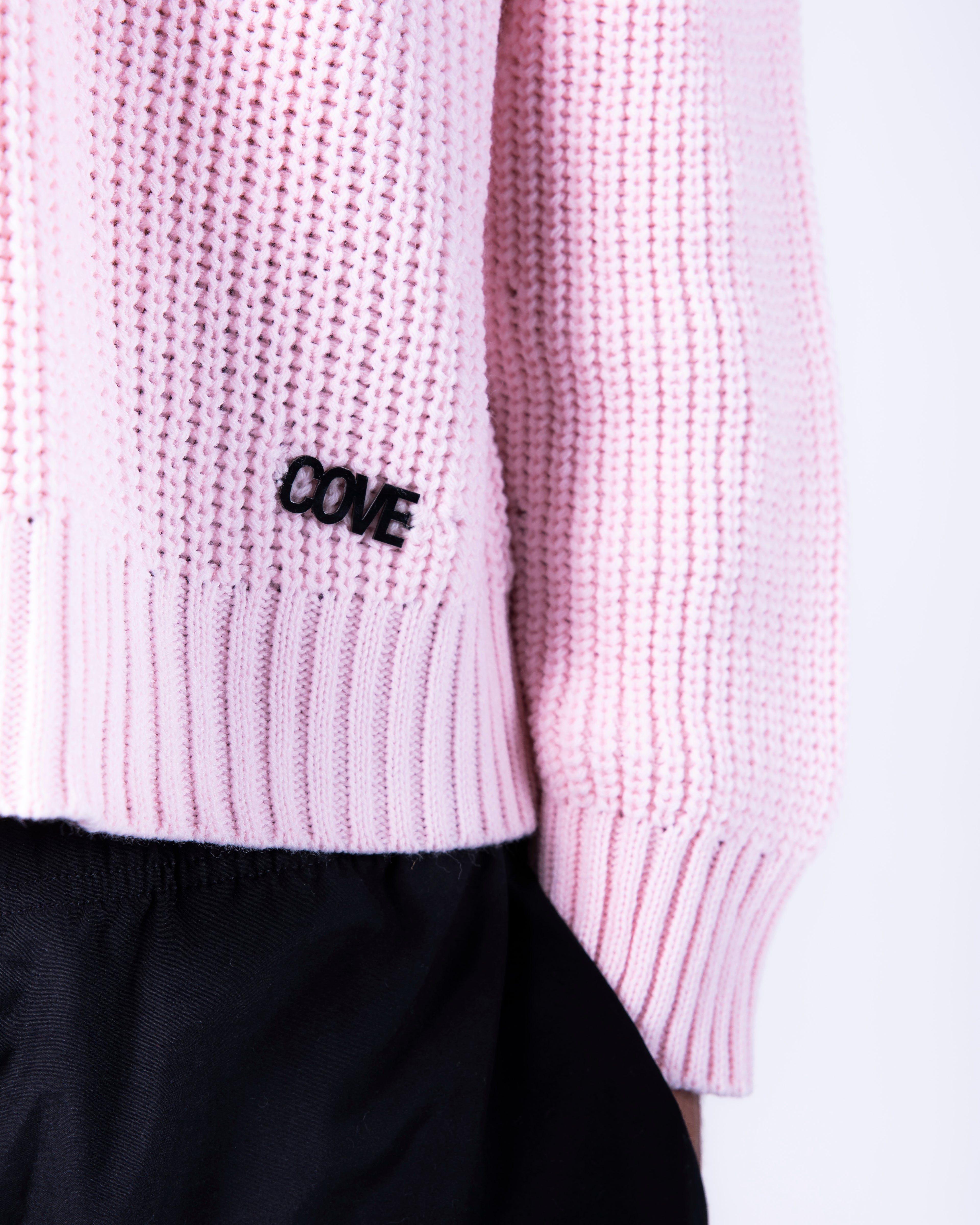 MEN BOXY PINK KNITTED CREW NECK