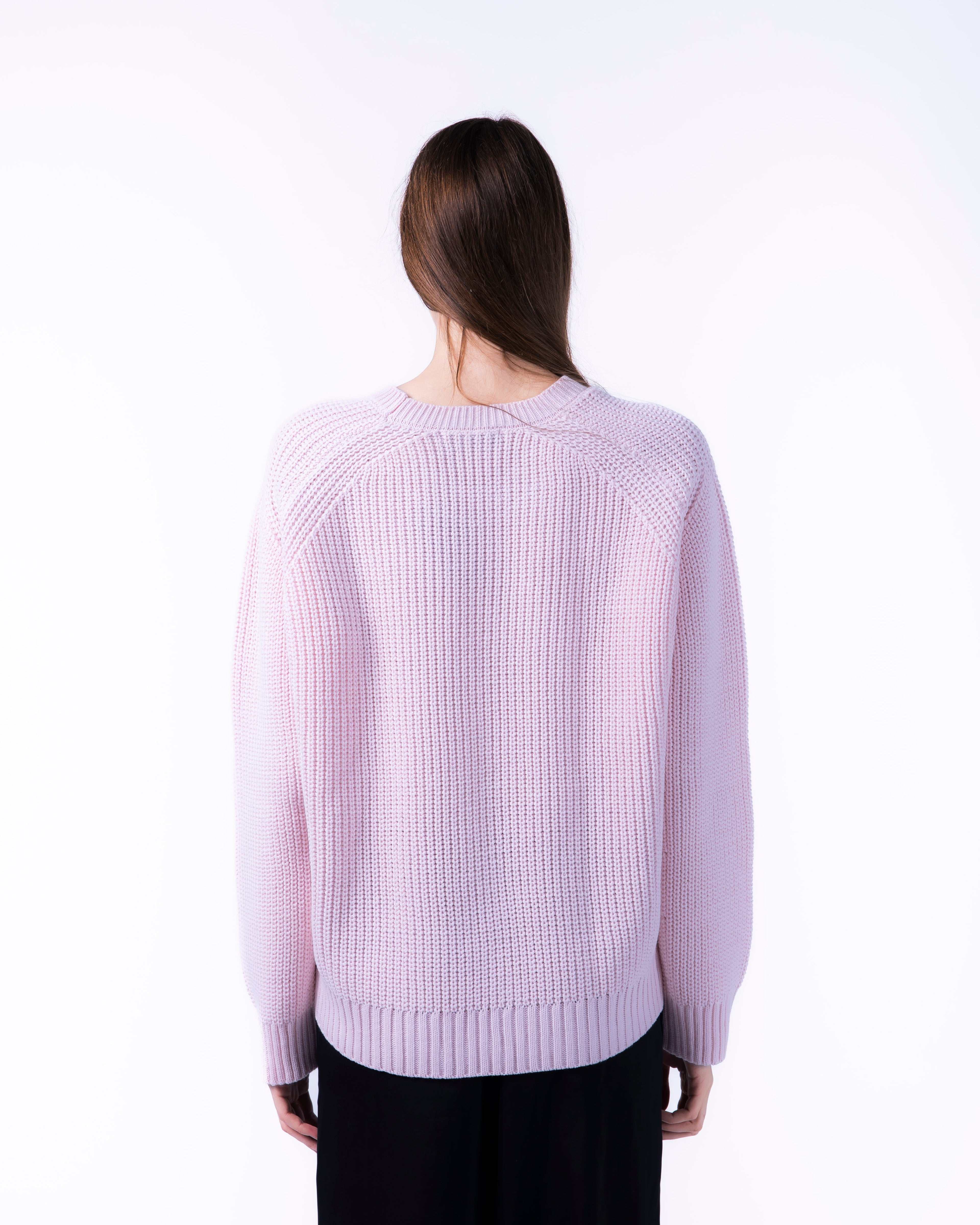 WOMEN BOXY PINK KNITTED CREW NECK