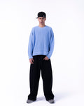 MEN BOXY BABY BLUE KNITTED CREW NECK
